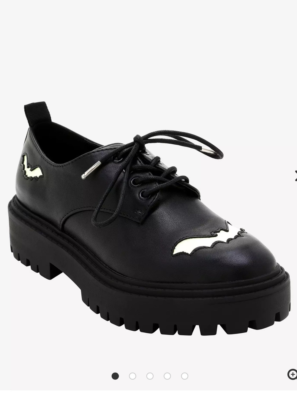 HOT TOPIC Glow-In-The-Dark Bats Lace-Up Oxfords Women’s Size 9 Like New Black